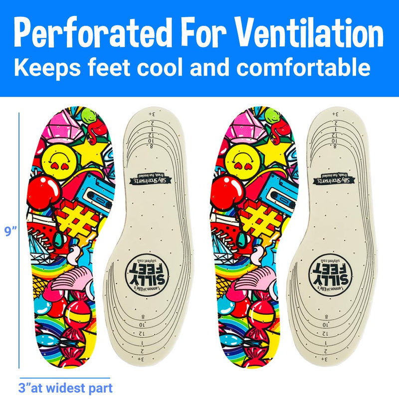 [Australia] - Silly Feet Kids Insoles | Child Replacement Insole Shoe Sole Inserts for Children 2 Pairs ( Bubble Gum ) 