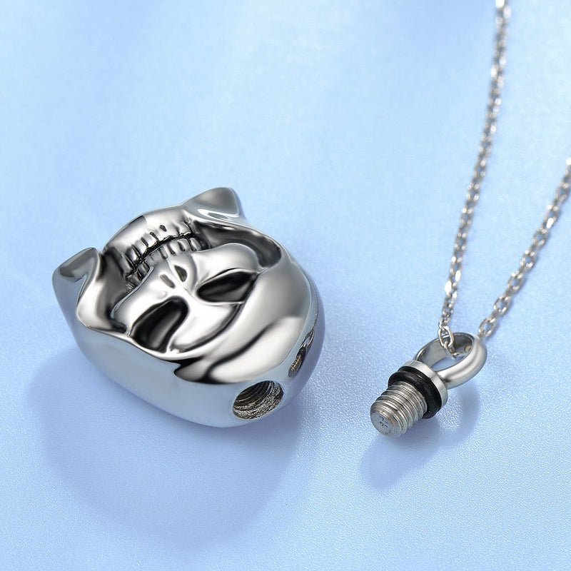 [Australia] - UNY Trendy 316L Stainless Steel Evil Skull Pet Urn Ashes Pendant Memorial Ash Keepsake Cremation Jewelry 