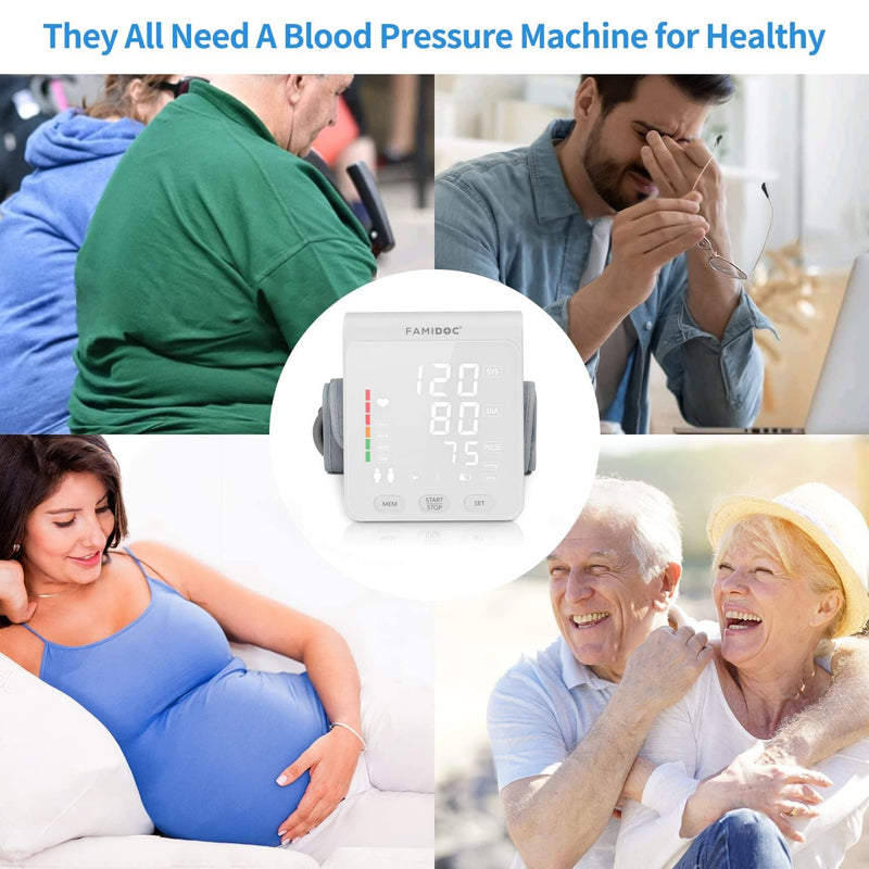 [Australia] - Famidoc Upper Arm Blood Pressure Monitor with Cuff 8.7"-16.5" Automatic BP Meter Machine Two Users Mode Digital Wide-Range Large Backlit Display Kit for Home Use 