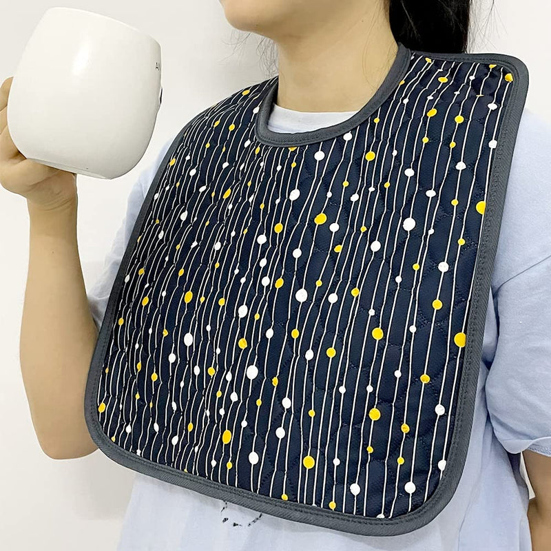 [Australia] - Waterproof Adult Bib for Elderly & Disabled - Mealtime Clothing Protector Daily Living Eating Aids Accessories, 6 Pack Black Green 