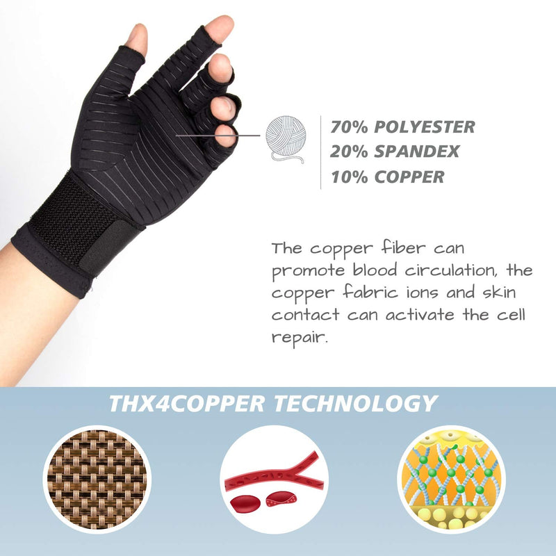 [Australia] - Thx4COPPER Compression Arthritis Gloves with Strap,Carpal Tunnel,Typing,Support … Large-X-Large 