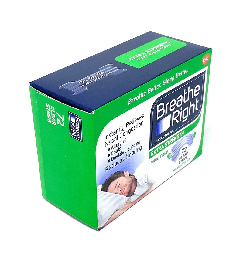 [Australia] - Breathe Right Nasal Strips, Extra Clear for Sensitive Skin, 72 Clear Strips 