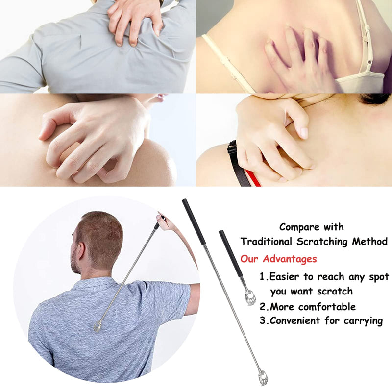[Australia] - Back Scratcher, WOVTE Bear Claw Telescopic Back Scratcher Portable Extendable Stainless Steel Back Massager for Adults Stocking Fillers for Men Women Itch Relief Black 