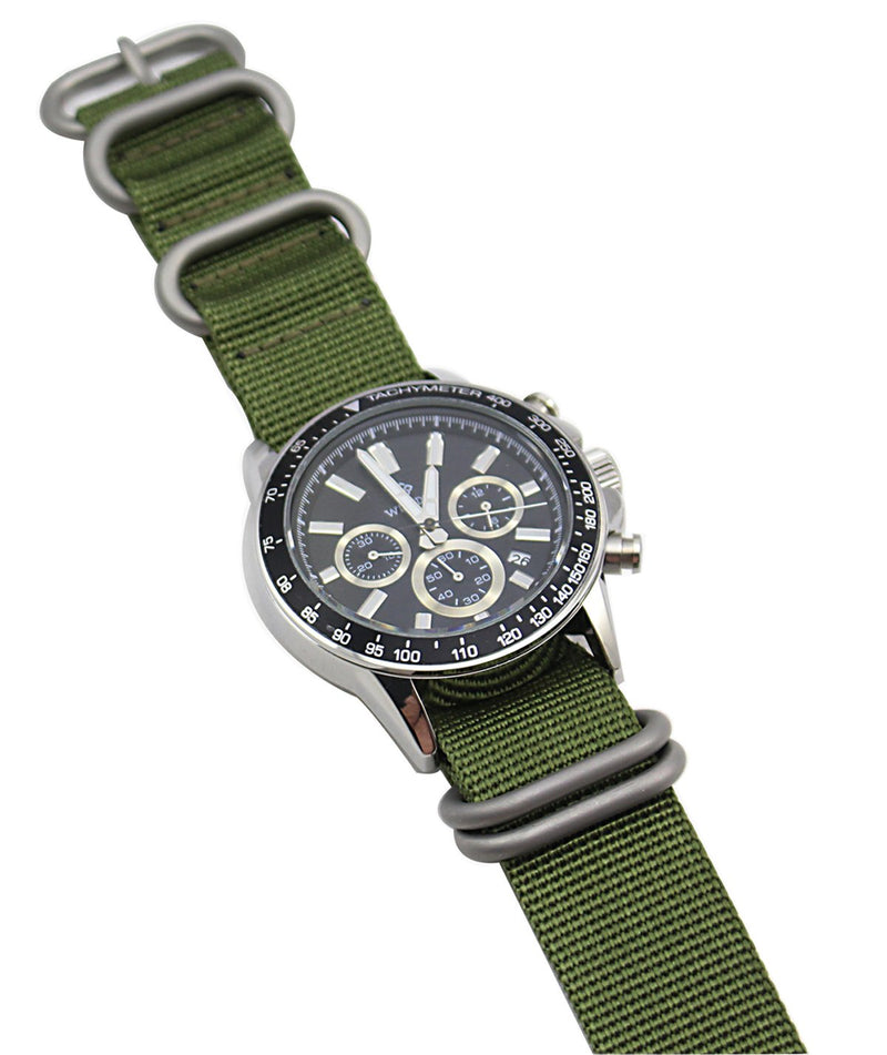 [Australia] - ArtStyle Watch Band with 1.5mm Thickness Quality Nylon Strap and Heavy Duty Brushed Buckle Armygreen 18mm 