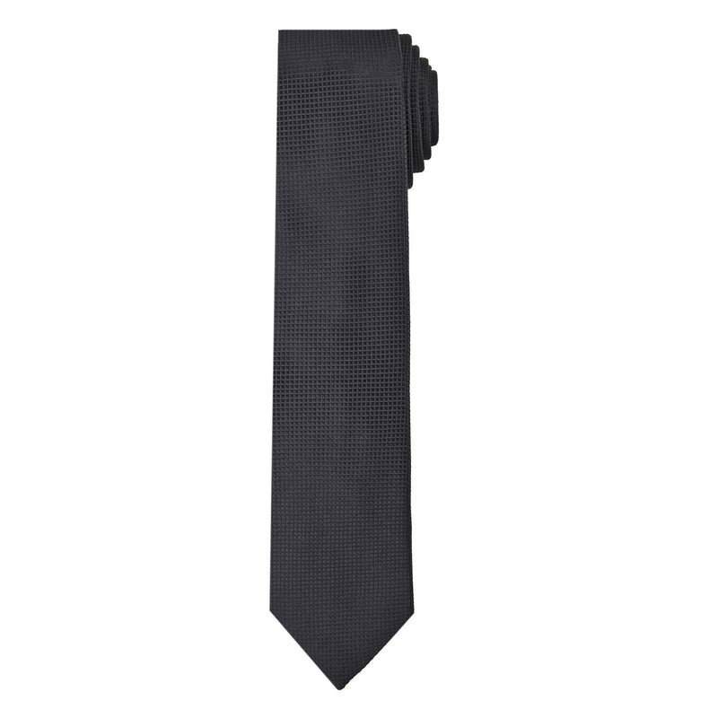 [Australia] - Jacob Alexander Men's Woven Subtle Mini Squares Slim Neck Tie Black 