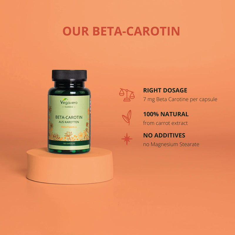 [Australia] - Beta Carotene Vegavero® | 180 Capsules | Tan Accelerator | 100% Natural Source of Vitamin A | Vegan 