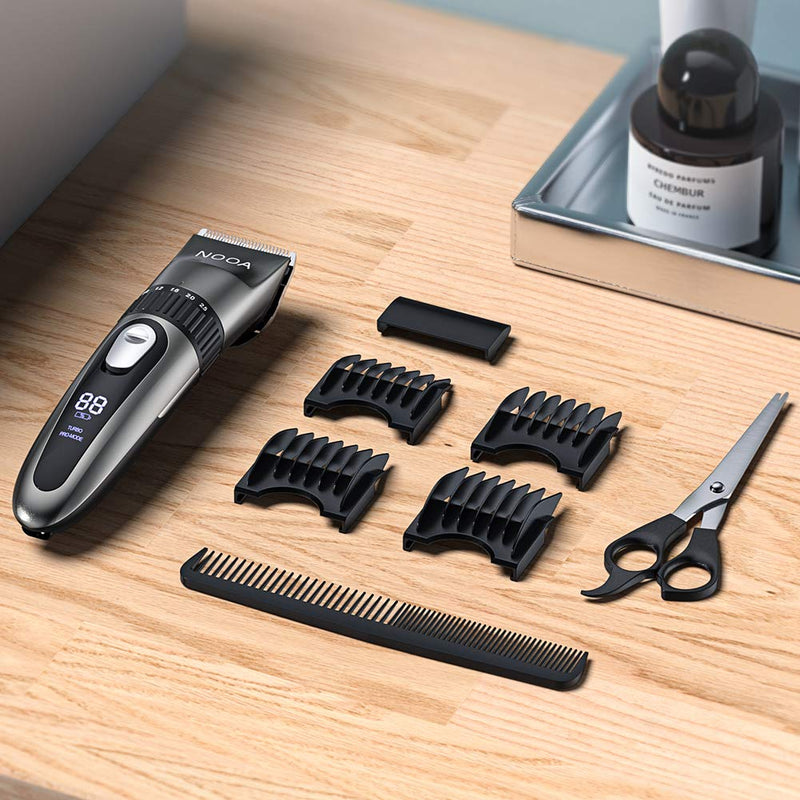 [Australia] - NOOA Cordless Hair Clippers for Men Hair Trimmer Haircut Kit, Rechargeable Mens Beard Trimmer Complete Hair Cutting Kit for Kids and Adults Gray 