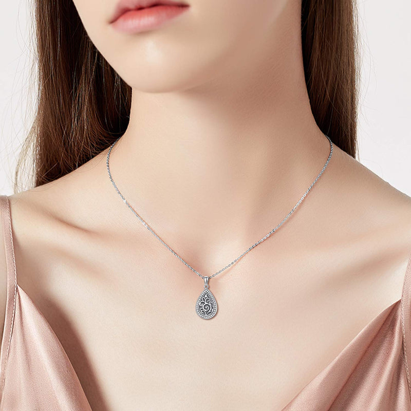 [Australia] - HUKKUN Sterling Silver Urn Necklace for Ashes Infinity/Cross/Circle of Life Cremation Jewelry for Ashes Keepsake Memorial Jewelry for Women Men Tree of life 