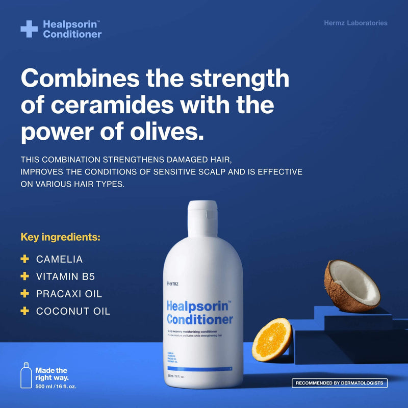 [Australia] - Healpsorin Healthy Hair Psoriasis Conditioner for Dry Scalp - Camellia Oil, Arginine, Coconut Oil & Vitamin B5 - Relieves Dandruff & Seborrheic Dermatitis Symptoms for Shiny, Flake-Free Hair 