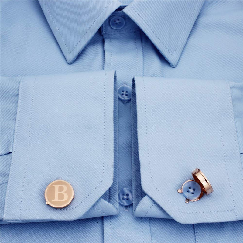 [Australia] - HAWSON Men's Letter Initial Button Cover Cufflinks Letter Rose Gold/Silver Suitable for Formal Business Shirt Letter A-Z Rose Gold Color - B 