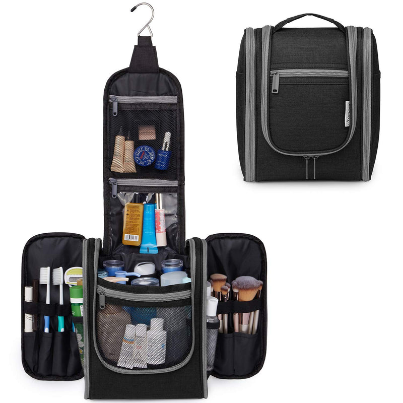 [Australia] - Hanging Travel Toiletry Bag Cosmetic Make up Organizer for Women and Men (Black) Black 