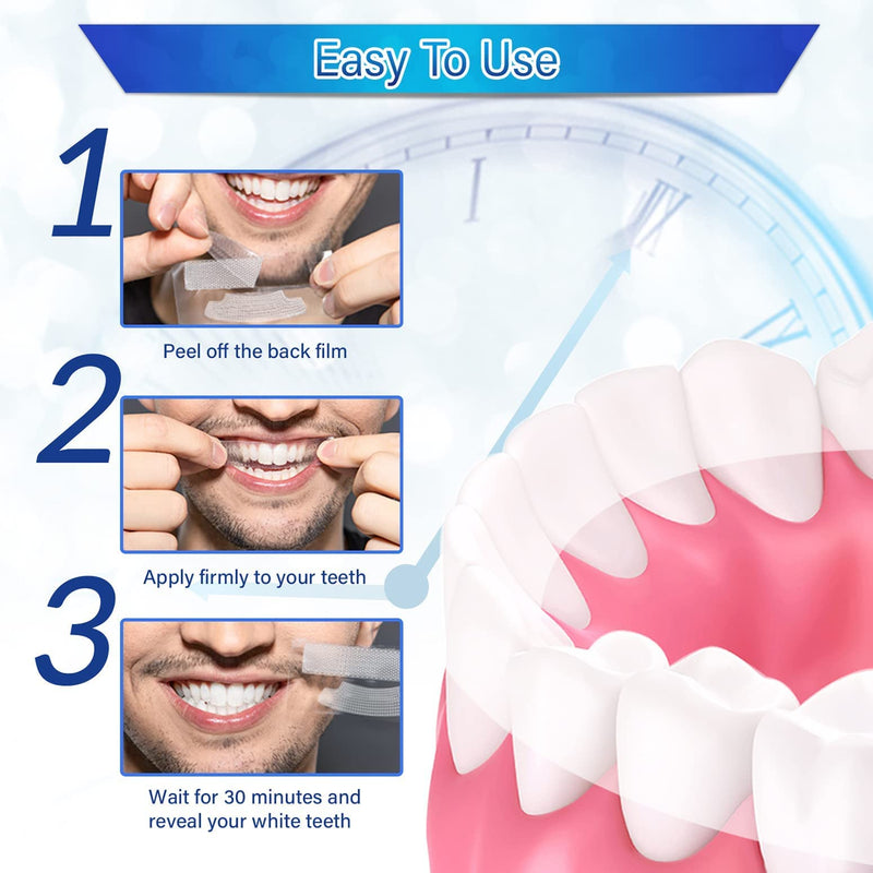 [Australia] - Teeth Whitening Strips, Effective Non-sensitive Teeth Whitening Strips Effective Home Use Tooth Whitening Kit Teeth Whitener Mint Flavor 14 Pouches 28 Strips 