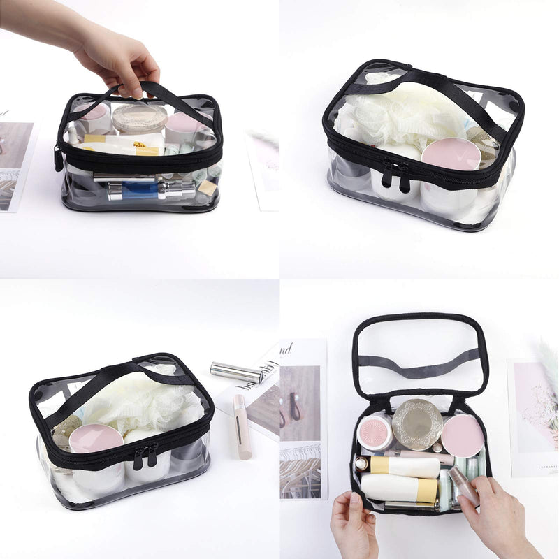 [Australia] - QUMENEY Portable Transparent Toiletry Bag with Handle, Clear Waterproof Makeup Bag for Travel, Large Clear Zippered Cosmetic Organizer for Bathroom, Vacation 
