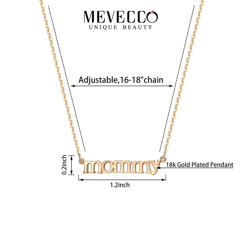 [Australia] - Mevecco Gold Dainty Mom Necklace,14K Gold Plated Cute Tiny Mama Personalized Name Charm Necklace Delicate Word Cubic Zirconia Mom Jewelry Gift for Mother's Day,Mother's Birthday Mommy CZ Necklace 