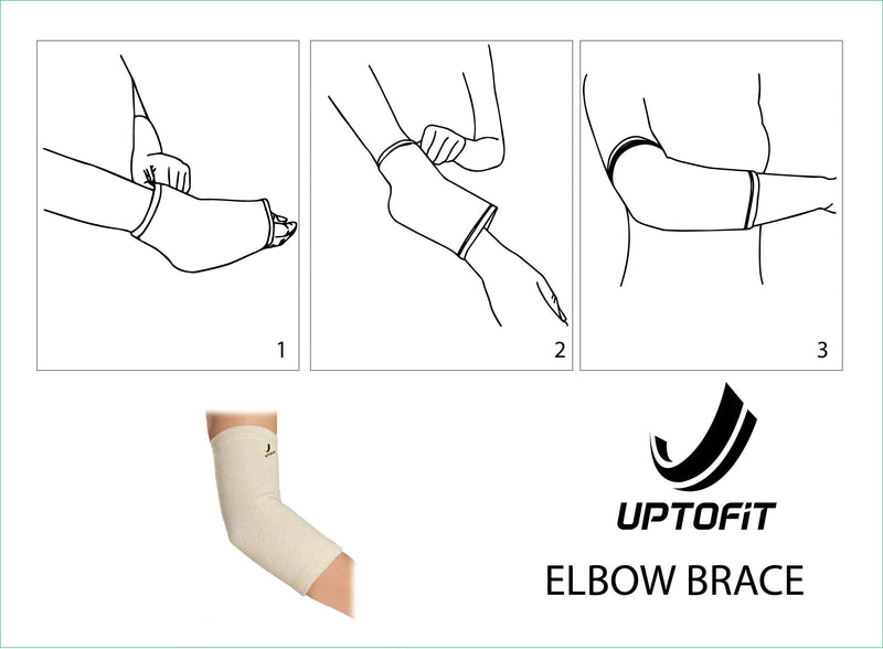 [Australia] - UPTOFIT Elbow Compression Recovery Sleeve with High Copper Elbow Brace for Tennis Golf Lacrosse Elbow Men and Women (L)… Large (Pack of 1) 