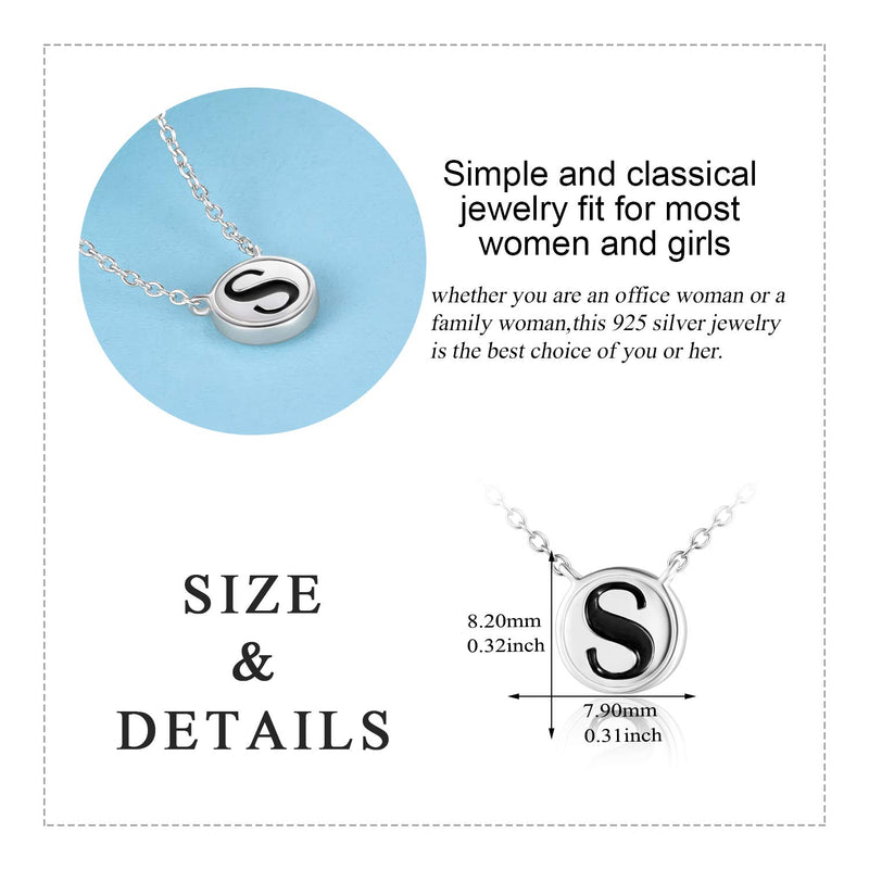 [Australia] - LUHE Initial Necklace Sterling Silver Circle Engraved Name 26 Letter Alphabet Pendant Necklace Jewelry Gifts for Women Teens Girls Letter S 