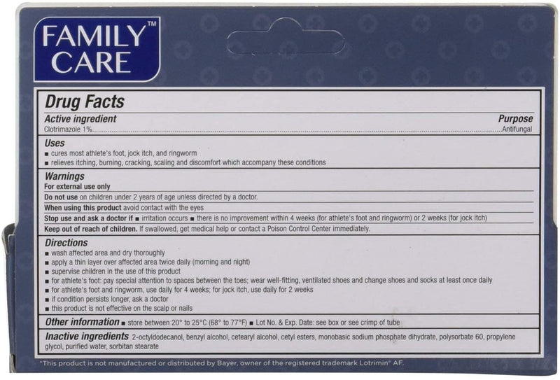[Australia] - 2 Pk. Family Care Clotrimazole Anti-Fungal Cream, 1% USP 