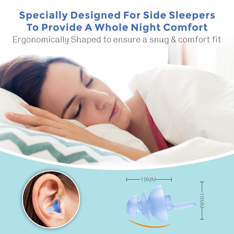 [Australia] - Sleeping Ear Plugs, Hearprotek 2 Pairs Ear Plugs (32db & 30db) Ultra Soft Noise Reduction and Hearing Protection earplugs for Side Sleepers, snoring, Travel, Working, Study, Safety Blue 