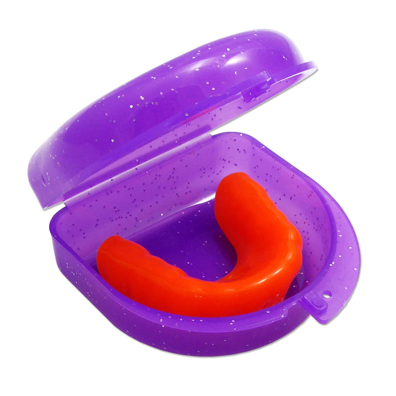 [Australia] - Glitter Gum Shield Case - Mouthguard Box for Ortho Retainers, Sports Dental Appliances, Dentures & More Glitter Purple 