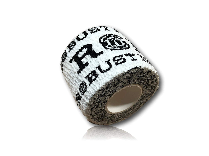 [Australia] - ROBUST FITNESS Weightlifting Hook Grip Tape | Adhesive Stretch Athletic Thumb & Finger Tape | Sticky, Stretchy, Flexible, Easy Tear | Olympic Weightlifting | Cross-Training 6 Rolls White / Black 