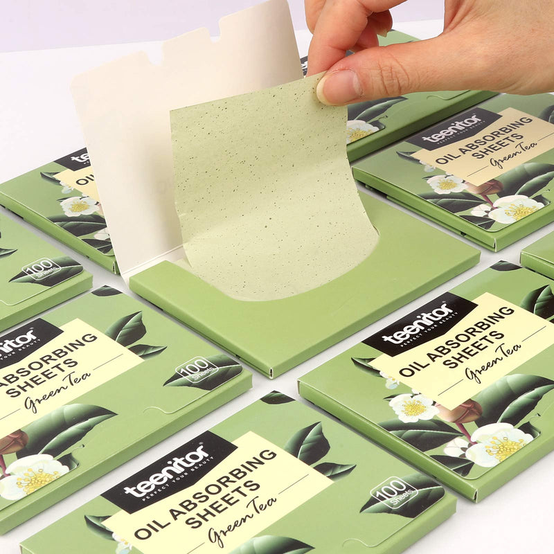 [Australia] - Teenitor Oil Blotting Sheets, 100 Sheets Green Tea Oil Absorbing Tissues Paper, Large 10cmx7cm Oil Blotters, Oil Blotting Paper 1 