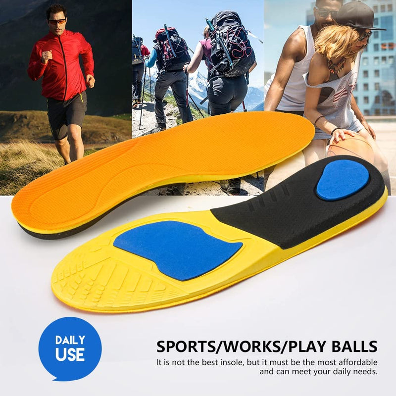 [Australia] - YURRUON 1 Pair Arch Support Insoles Shoe Insoles Inserts Cushioning Foot Pad Insert Flat Foot Shoe Insoles for Men and Women Men (UK Size 7 - 10) 