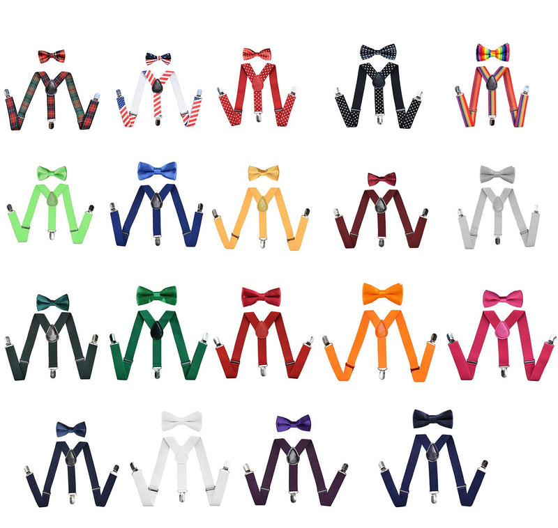 [Australia] - Kids Suspenders Bowtie Set,Adjustable Suspender with Bow Tie for Boys and Girls Black 