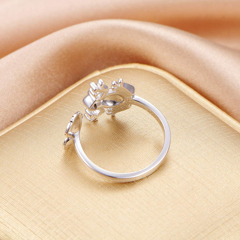 [Australia] - S925 Sterling Silver Frog Heart Necklace Ring Bracelet Earrings Jewelry Set for Women Girl Christmas Gift Ring Size 7 