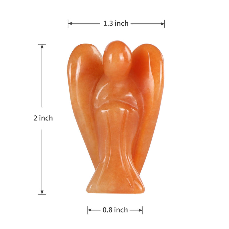 [Australia] - Artistone 2" Red Aventurine Crystal Angel Figurines Carved Pocket Guardian Angel Statue Reiki Healing Stone for Bedroom Living Room Car Office 