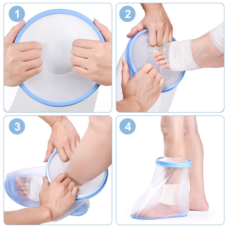 [Australia] - Fasola Foot Cover for Shower, Non-Slip Waterproof Ankle Cast Protector for Toe, Ankle, Reusable Inflatable Cast Bag Keep Foot Dry S 