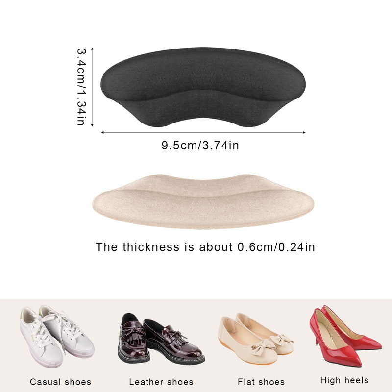 [Australia] - LUTER 2pairs Heel Pads, Soft Heel Cushion Inserts Shoes Too Big Inserts Heel Cushion Pads Self Adhesive Shoe Pads Heel Grips Heel Protectors Heel Inserts for Women Men Most Shoes (Apricot, Black) 