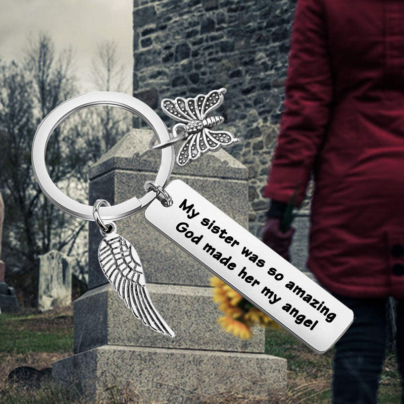 [Australia] - CYTING Sister Memorial Keychain My Sister was So Amazing God Made Her My Angel in Memory of Sister Remembrance Jewelry Loss of Sister Sympathy Gift 