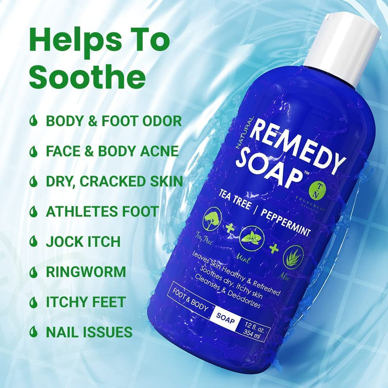 [Australia] - Remedy Tea Tree Oil Balm & Body Wash Bundle | Helps Body Odor, Athlete's Foot, Jock Itch, Ringworm, Yeast Infections, Skin Irritations, Eczema, Rashes for Women/Men | 100% Natural Tea Tree Mint & Aloe 
