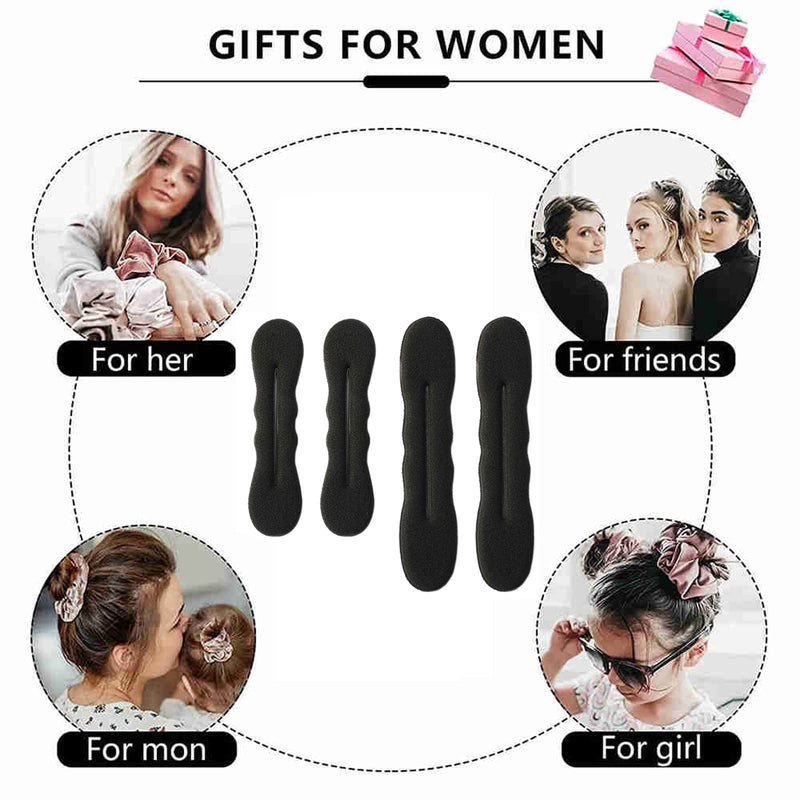 [Australia] - Hair Bun Maker, Lazy Hairpin Tool Bun Shapers Foam Sponge Buns Shaper Accessories, Topsy Tail Hair Tool for Ballet Buns French Twist Waves (2 Large and 2 Small) 