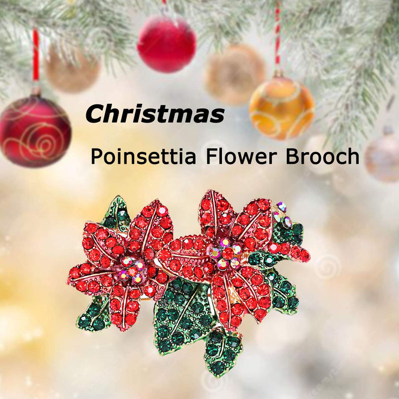 [Australia] - CEALXHENY Christmas Brooch Pins Set Crystal Christmas Tree Snowflake Reindeer Jingle Bell Brooches Holiday Party Gift for Women Girls D Flower 