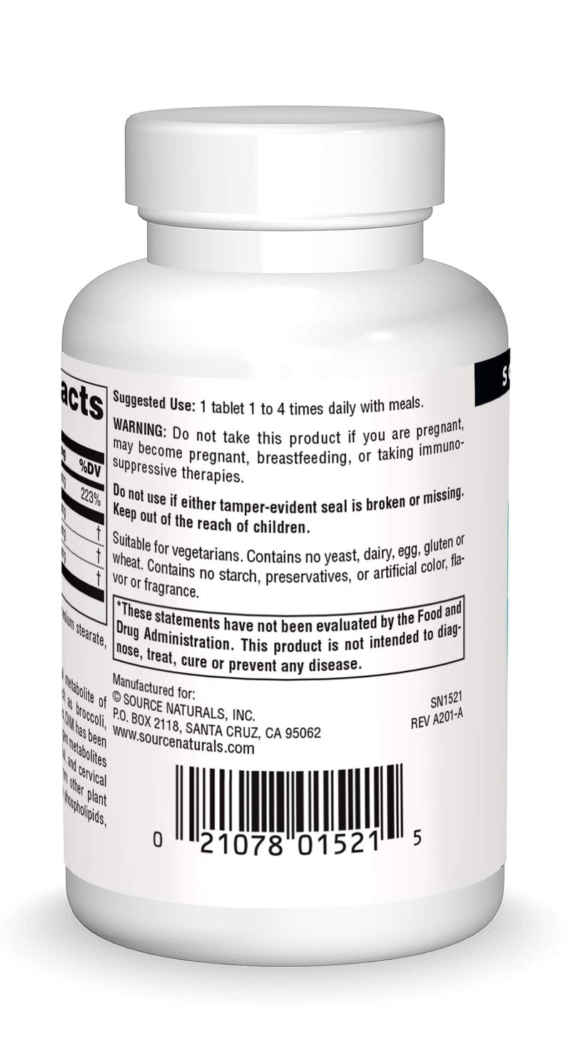 [Australia] - Source Naturals DIM, Diindolylmethane 100mg with BioPerine, Vitamin E & More - 60 Tablets 