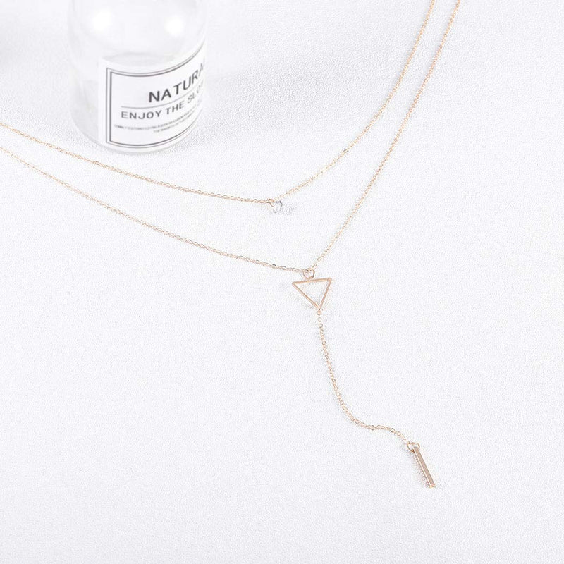 [Australia] - Ibliss Boho Layered Necklace Chain Gold Bar Pendant Necklaces Geometric Crystal Necklace Beach Choker Necklaces Jewelry for Women and Girls 