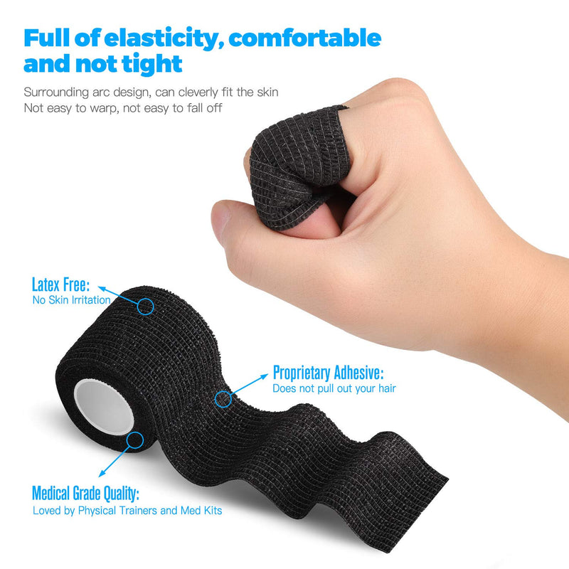 [Australia] - Bandage Wrap 16 Pack 2”x 5 Yards Self Adherent Wrap Breathable Self Adhesive Bandage Wrap Rolls Cohesive Bandage Athletic Elastic First Aid Tape for Stretch Athletic, Ankle Sprains, Swelling, Sports Black 2 Inch (Pack of 16) 