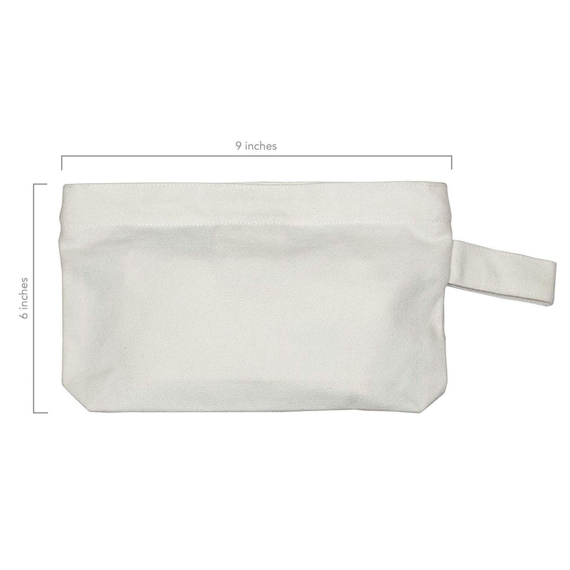 [Australia] - Organic Cotton Canvas Zipper Pouch - Heavy Duty Canvas Tool Pouch - Sturdy Canvas Coin Bag - White Makeup, Cosmetic, Toiletries, Stationery, Pencils, Travel Pouch - Fabric Zipper Pouch (4 White) 