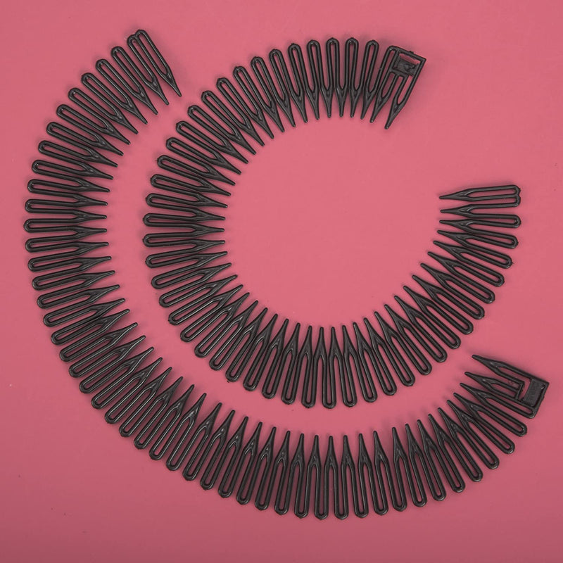 [Australia] - HOYOEY 6 Pieces Full Circular Stretch Flexible Comb Plastic Circle Comb Zigzag Headband Flexi Combs 
