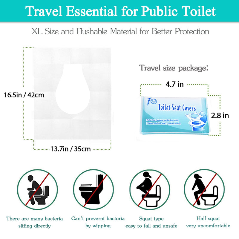 [Australia] - 60PCS Disposable Toilet Seat Covers, Flushable Toilet Seat Covers for Kids Adults Pregnant Women, Disposable Toilet Seat Cover for Travel, Use in Public Toilets 
