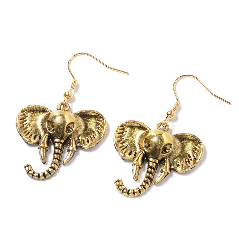 [Australia] - Shop LC Delivering Joy Tribal Boho Elephant Necklace Earrings Jewelry Set Stainless Steel Jewelry for Women Goldtone 