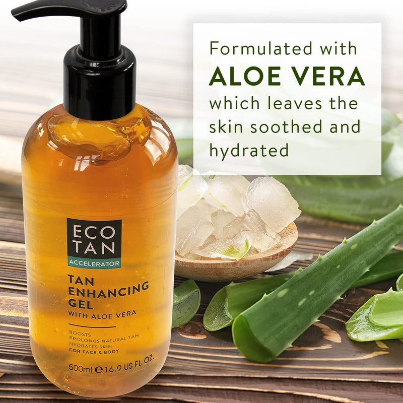 [Australia] - EcoTan Face and Body Tanning Accelerator Gel, Stimulating Natural Tan with Aloe Vera for Outdoor and Tanning Bed use, 500ml 