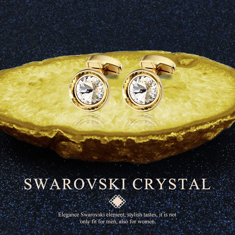 [Australia] - HAWSON Cufflinks for Men-Fashion Multicolor Swarovski Crystal Men French Shirt Cufflinks for Regular Weeding Business White 
