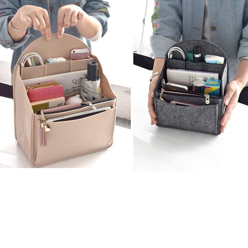 [Australia] - VANCORE Felt Backpack Organizer Insert for Rucksack Handbag Shoulder Bag Small Beige 
