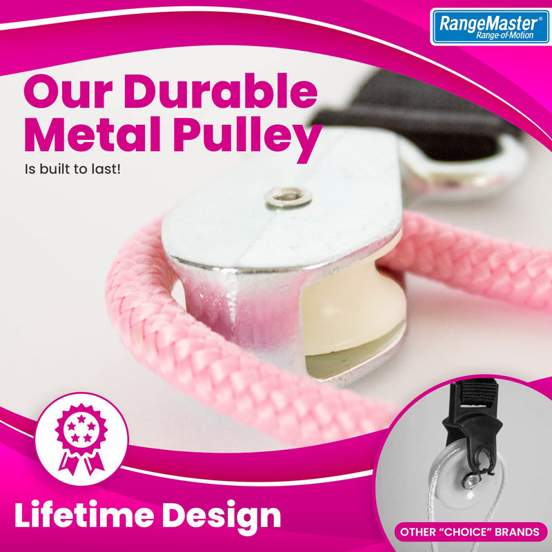[Australia] - RangeMaster PinkRanger Shoulder Pulley with Patient Guide │ Aids Recovery and Rehabilitation │ Helps Enhance Pain Free Range of Motion │ Adjustable, Metal Bracket Door Attachment Pink 