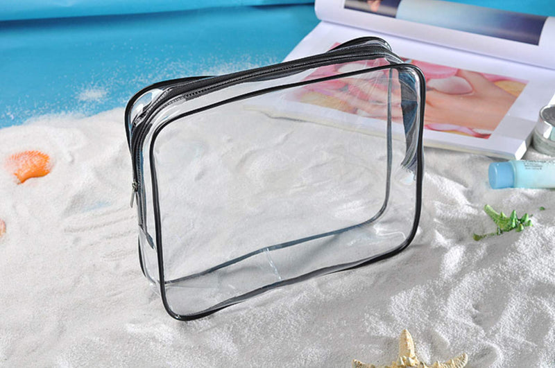 [Australia] - Dzrige Clear Makeup Bags Cosmetic Makeup Bags Waterproof PVC with Zipper Handle Portable Luggage Pouch Storage Diaper Pen Bags,Air Travel Toiletries Gym Bathroom Organization 