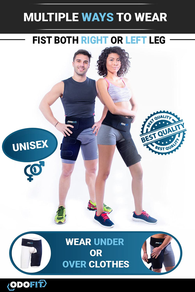 [Australia] - Hip Brace-Groin Wrap for Sciatica Pain Relief Thigh Hamstring Compression Sleeve - Unique Quadriceps Support Hip Flexor Arthritis for Pulled Muscles-Sciatica Nerve Brace Injury for Men (LEFT LEG) LEFT LEG 