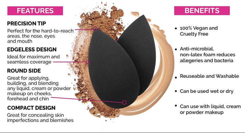 [Australia] - Dupe Beauty Blender 3pc Makeup Sponge (Black) 