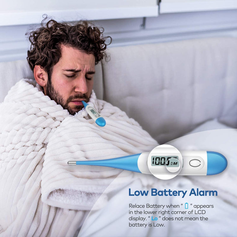 [Australia] - Thermometer for Adults, Digital Oral Thermometer for Fever with 10 Seconds Fast Reading (Light Blue) Light blue 